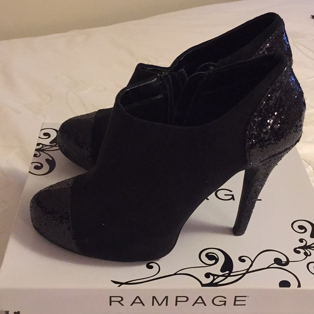 Rampage 8.5 black sequin booties high heel